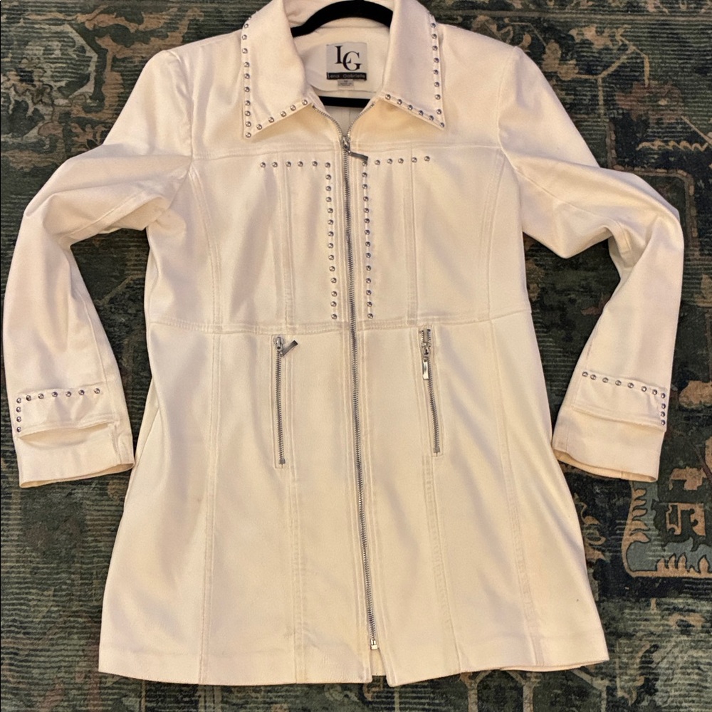 LG Women's White Studded Polyester Jacket